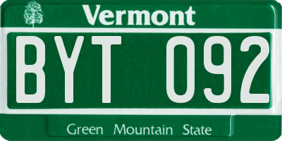 VT license plate BYT092