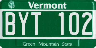 VT license plate BYT102