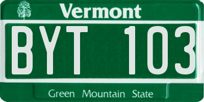 VT license plate BYT103