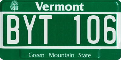 VT license plate BYT106