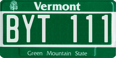 VT license plate BYT111