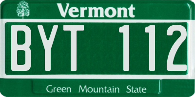 VT license plate BYT112