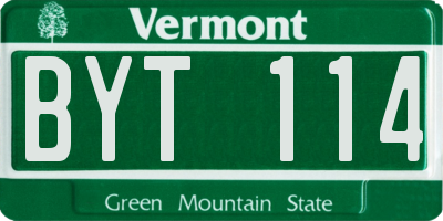 VT license plate BYT114