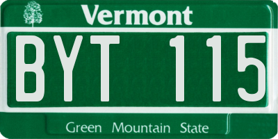VT license plate BYT115
