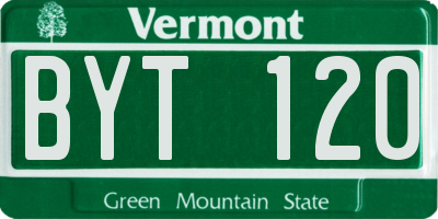 VT license plate BYT120