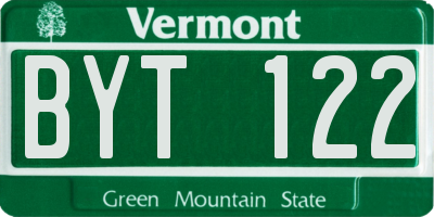 VT license plate BYT122