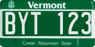 VT license plate BYT123