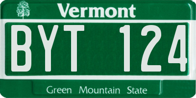 VT license plate BYT124