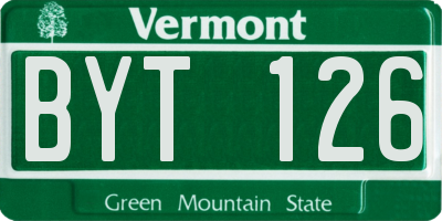 VT license plate BYT126