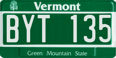 VT license plate BYT135