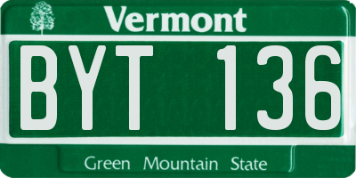 VT license plate BYT136