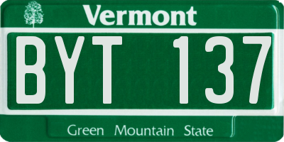 VT license plate BYT137