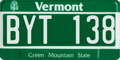 VT license plate BYT138