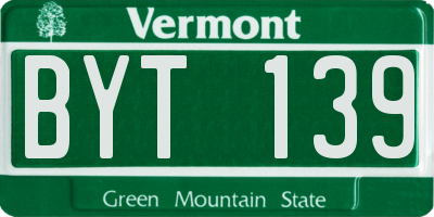 VT license plate BYT139