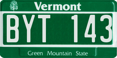 VT license plate BYT143