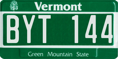VT license plate BYT144
