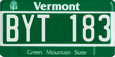 VT license plate BYT183