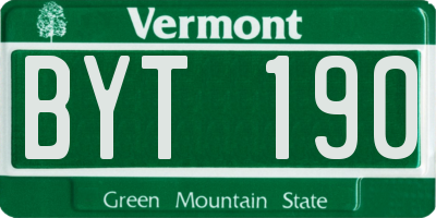 VT license plate BYT190