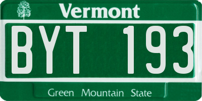 VT license plate BYT193