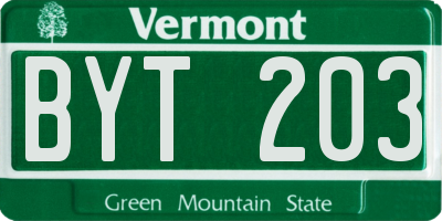 VT license plate BYT203