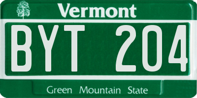 VT license plate BYT204
