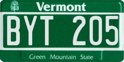 VT license plate BYT205