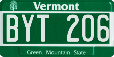 VT license plate BYT206
