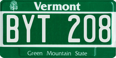 VT license plate BYT208