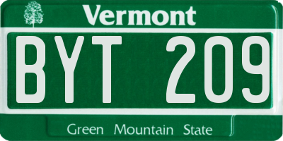 VT license plate BYT209