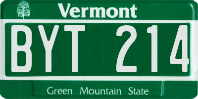 VT license plate BYT214