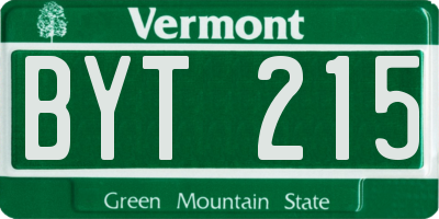 VT license plate BYT215