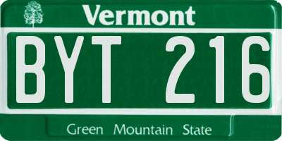 VT license plate BYT216