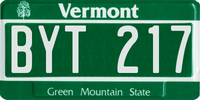 VT license plate BYT217
