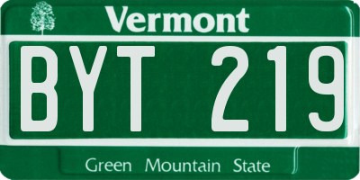 VT license plate BYT219