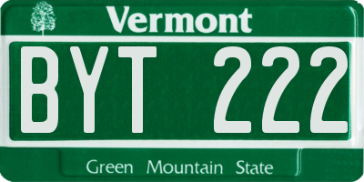 VT license plate BYT222