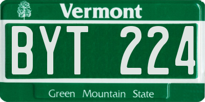 VT license plate BYT224
