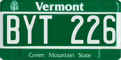 VT license plate BYT226