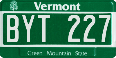 VT license plate BYT227