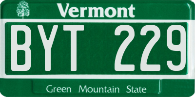 VT license plate BYT229