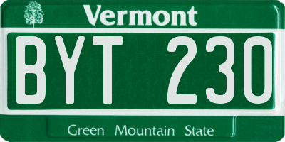 VT license plate BYT230