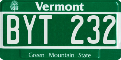 VT license plate BYT232