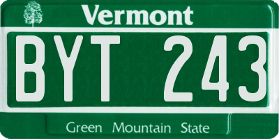 VT license plate BYT243
