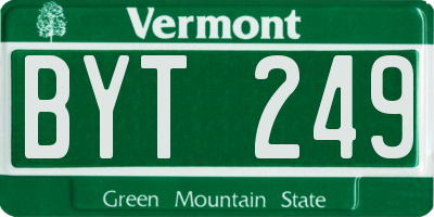 VT license plate BYT249