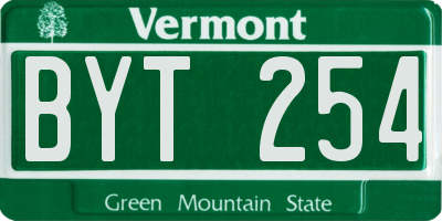 VT license plate BYT254