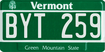 VT license plate BYT259