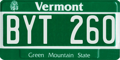VT license plate BYT260