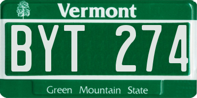 VT license plate BYT274
