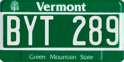 VT license plate BYT289