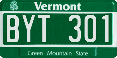 VT license plate BYT301