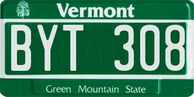VT license plate BYT308